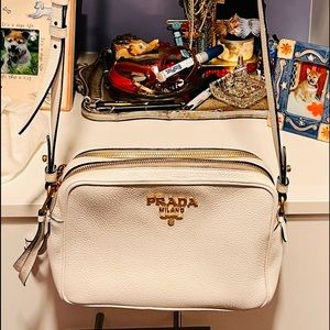 Prada pebbled camera bag
